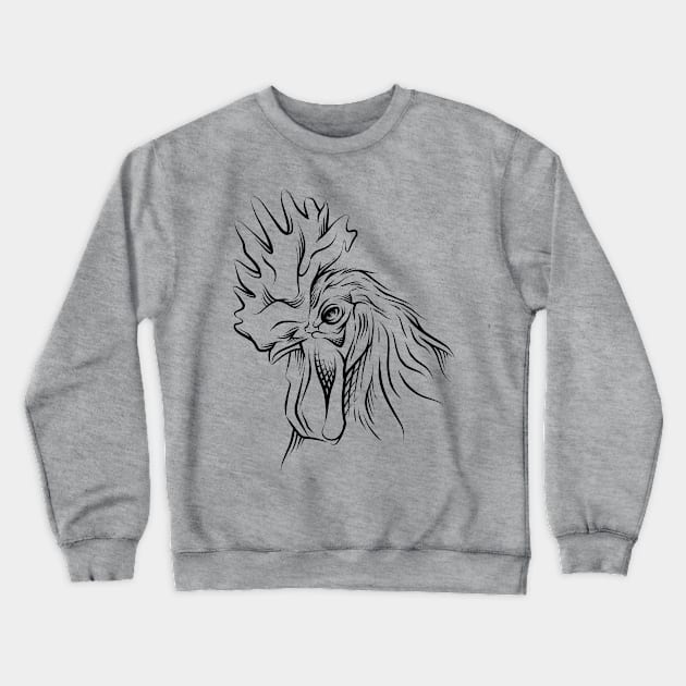 rooster handrawn head Crewneck Sweatshirt by mrasyidkvec